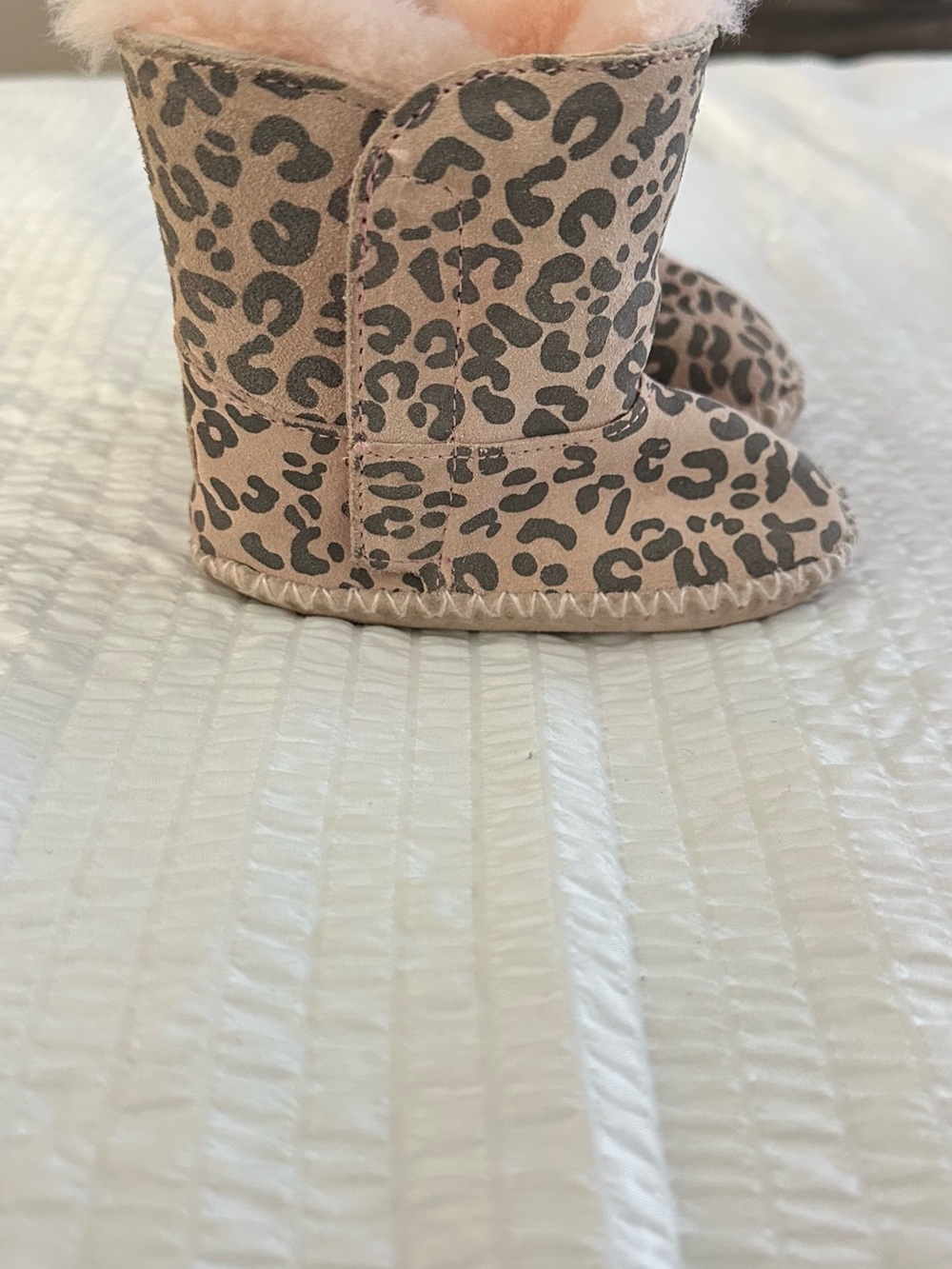 UGG Kids Leopard Print Booties in Blush Pink